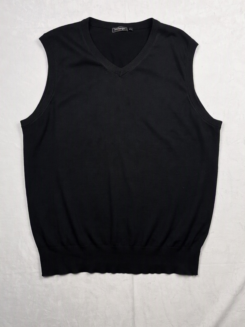 Modango Italy Black V-Neck Knit Sweater Vest Classic Preppy Size XL